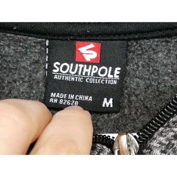 Southpole‎ Hoodie Womens Size M Y2K Hooded Sweatshirt Full Zip Patch Logo - Picture 5 of 12